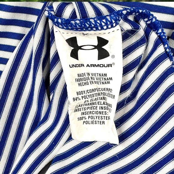 Under Armour Mens Heat Gear Golf Polo Shirt Coldback Blue White Stripe XXL 2XL - Picture 9 of 11